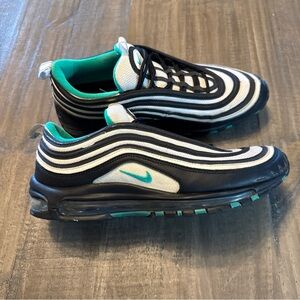 Nike Air Max 97  Black Clear Emerald White Sneakers Shoes 921826-013 Size: 11.5